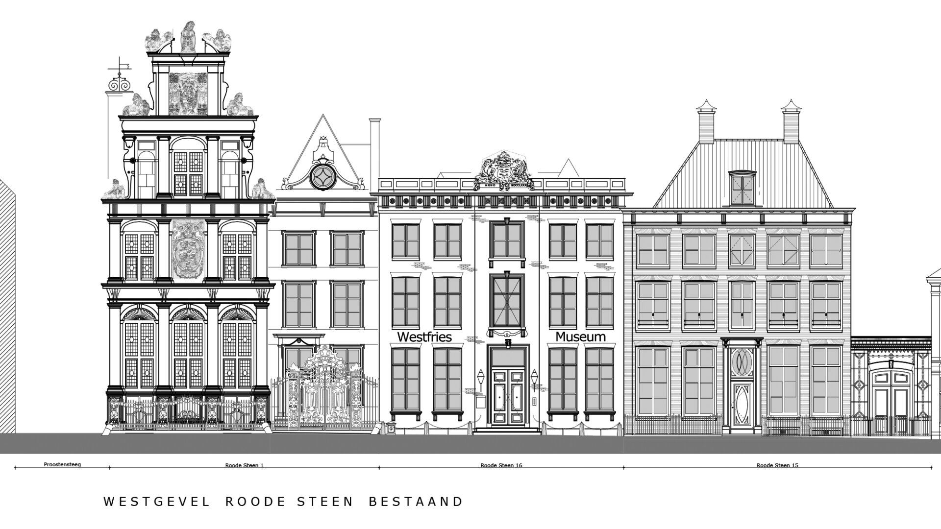 Tekening vooraanzicht nieuwe museum