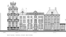Tekening vooraanzicht nieuwe museum
