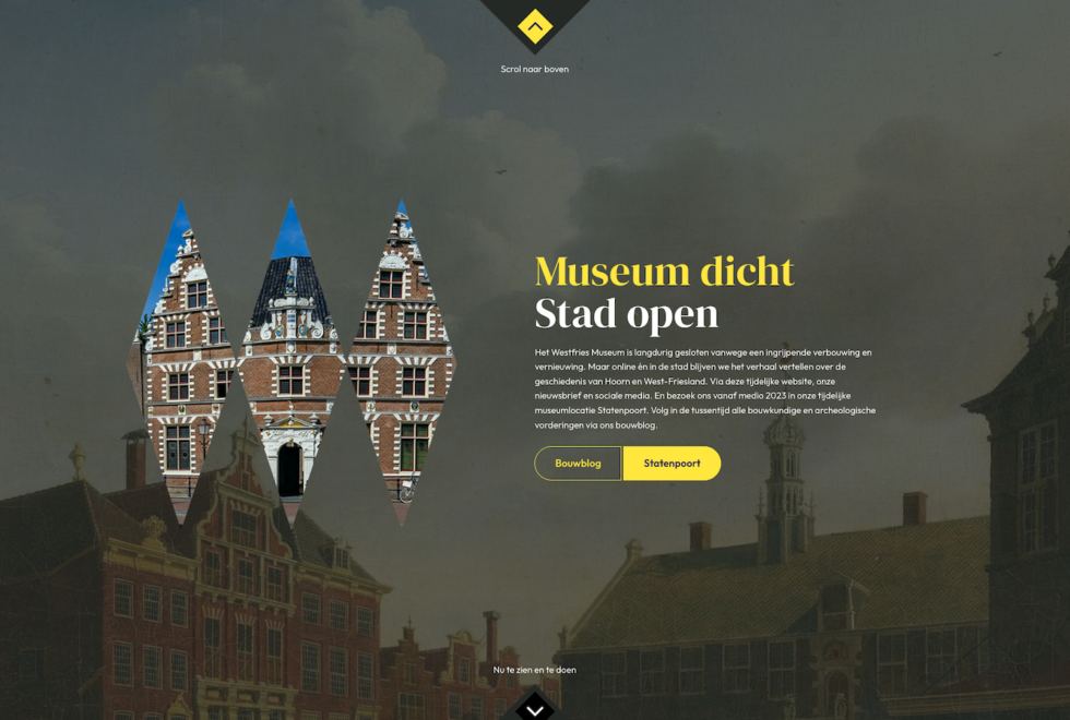 Afbeelding van de homepagina van de nieuwe website