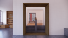 Impressie nieuwe museum met museumwinkel en doorkijkje zaal